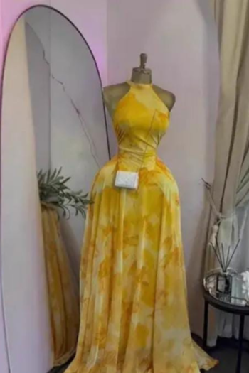 Robe Longue Jaune Fleurie