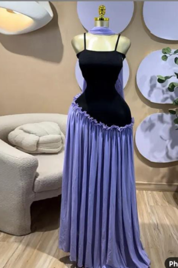Ensemble Bustier Noir & Jupe Plissée Lavande
