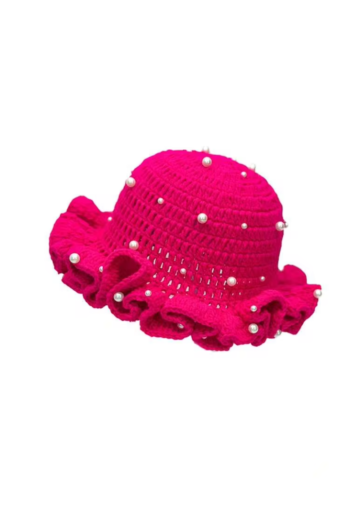 Chapeau Crochet Rose à Perles